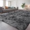 QUINZI Weiche Teppich 160x230 Hochflorteppiche Moderne Flauschige Teppich Schlafzimmer Wohnzimmer Kinderzimmer Zottelteppiche rutschfeste teppiche(Dunkelgrau)