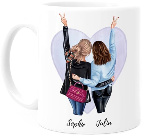 Cupdarling® Tasse Personnalisable 2 Meilleure Amies - Idee Cadeau Femme Anniversaire Original Amie - Cadeau Pour Une Amie - Mug Personnalisé Amies - 330 mL Céramique