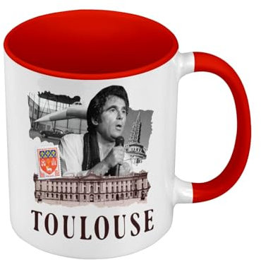 Tasse, Farbe Premium-Qualität, Rot – Toulouse Collage Ville France Symbol Capitole – Tasse mit Henkel und farbigem Innenfutter
