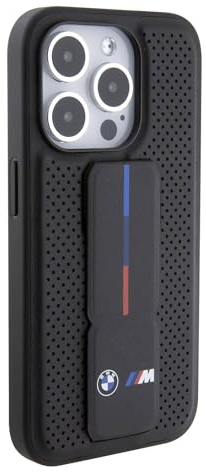 BMW BMHCP15LGSPPRK Hülle für iPhone 15 Pro 6.1 Schwarz hardcase Grip Stand Smooth & Perforated