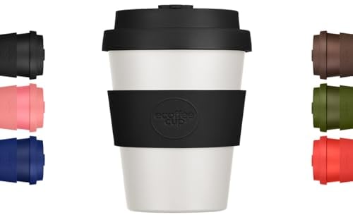 6oz 180ml Reusable Eco-Friendly 100% Plant Based Coffee Cup - Melamine Free & Biodegradable Dishwasher/Microwave Safe Travel Mug, Black Nature