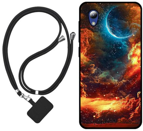 Sunrive Hülle Kompatibel mit ZTE Blade A31 Lite Case,matt Handyhülle Schutzhülle Etui Karikatur Muster TPU Backcover (Wolken,Mond,Himmel) +1x Universale Handykette MEHRWEG