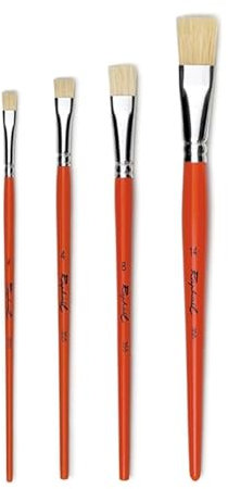 Pinceau Raphael Fun série 355. Pinceau brosses Plates en Soie Blanc. Manche Court Set 4 pcs