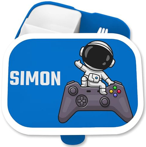 Brotdose Kinder Campus für Mepal - Gaming - Astronaut Controller Zockerlebnis Gaming-Kultur Zocker Gaming-Begeisterung Gamer - 750 ml - Blau - astronauten nerd geschenke game lunchbox