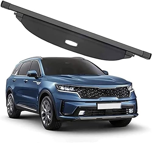 ICOMPY Auto Einziehbare Laderaumabdeckung für Kia Sorento Ⅳ 2020-2023, Kofferraum Ablagen Schutz Abdeckung Auto Ausziehbar Frachtabdeckungen Kofferraumabdeckung Rollo