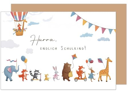 Edition Seidel Premium Glückwunschkarte zur Einschulung mit Umschlag. Einschulungskarte mit Spruch Karte Grußkarte für Schulkind Mädchen Junge Schulanfang 1. Klasse (ES149 SW024)