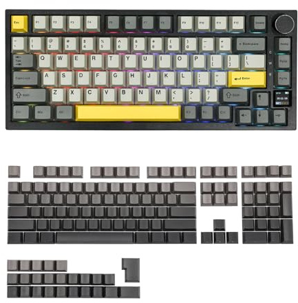 EPOMAKER Ajazz AK820 Pro Tri-Mode Mechanical Keyboard with Screen & Knob+ Smoky Grey Keycap Set (113 Keys Side-Printed Shine-Through)