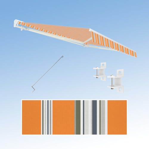 Eclipse Kassettenmarkise Halbkassette Gelenkarm Sonnenschutz Markise Sonnenmarkise Balkonmarkise manuell Standard' 3,5x3m Stoff 280g/m² Polyester (PE) UV-Schutz 50+, Markisentuchfarbe: Sommerbrise