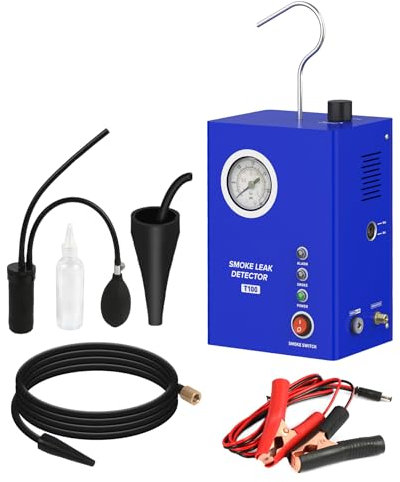 MOTOCOCHE Automotriz EVAP Máquina de Humo, Bomba de Aire Incorporada, Detector de Fugas de Humo con Manómetro para Todos los Coches DC 12V, Motocicletas, Camiones Ligeros, Barcos, ATV, Motos de Nieve