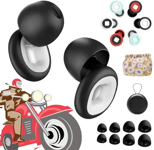 Artvive Ohrstöpsel, Ohrstöpsel Motorrad Windgeräusche, Motorrad Ohrstöpsel, 27 dB, Super Soft Reusable Flexible Silicone Hearing Protection (Schwarz)