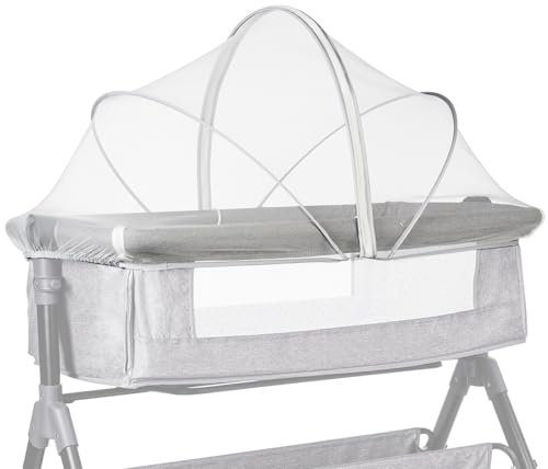 Palmcee Zanzariera universale per lettino da viaggio, copertura per culla con cerniera silenziosa per letti, facile accesso, rete a maglia fine per bambini (bianco)