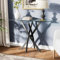 GOLDFAN Console Verre Meuble, Tables Consoles de Salon d'entrée pour Couloir Salon, Entrée, Style Moderne Bureau, Noire