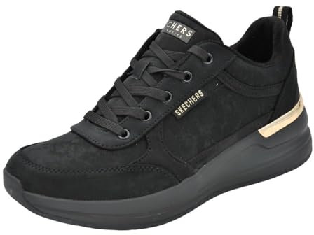 Skechers - Zapatilla Sneakers Deportiva,de Cordones,cuña 5cm,Plataforma,Suela balnca de Goma,Color Liso, para: Mujer Color: BBK Talla:39