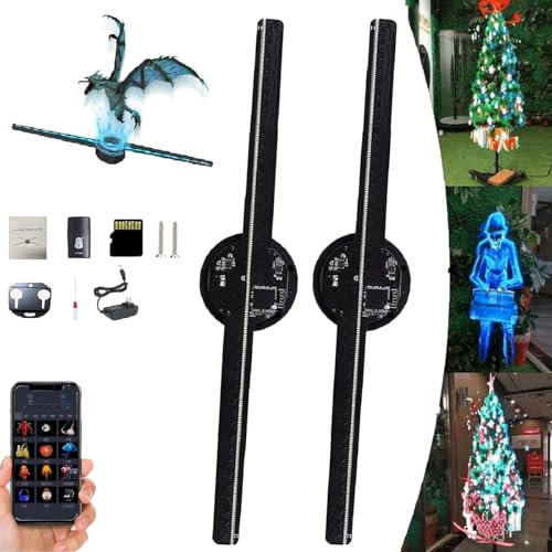 Proyector de ventilador LED holograma 3D, árbol de Navidad, proyector de ventilador de holograma de 16.9 pulgadas, proyector WiFi, 224 cuentas de luz LED, proyector de holograma publicitario (2