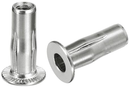 QUARKZMAN Écrous aveugles à rivets Multi-Grip M8 acier inoxydable 304 6pcs | Écrou d'insert fileté à tête plate pré-bombée, acier inoxydable 304, Plus Nuts, pour la construction industrielle