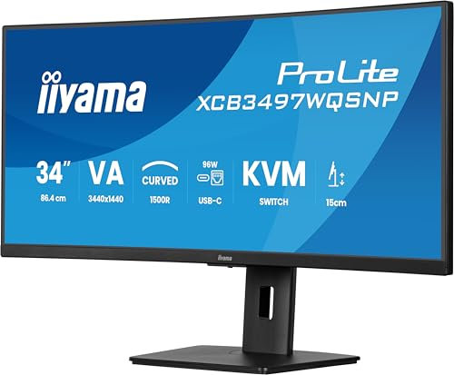 iiyama Prolite XCB3497WQSNP-B1 34 VA CURVO UWQHD 120Hz USB-C Dock 96W Altavoces Altura Ajustable