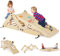 RELAX4LIFE All in 1 Set di Arrampicata con Scivolo per Bambini, Parco Giochi in Legno, Scala da Arrampicata Montessori Pieghevole per Bambini 1-5 Anni (Naturale)