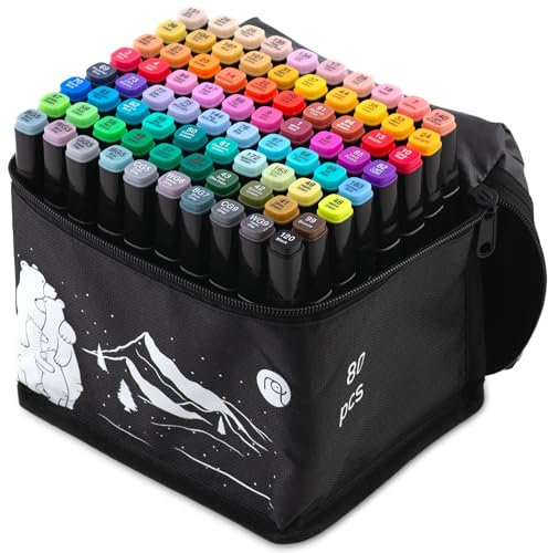 Nukido Alkohol Marker Filzstifte Mit Tasche Doppelseitige Wasserfest 80 Stück