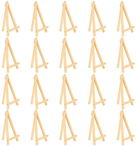 Mini Holz Staffelei, 20pcs Dreieck Staffelei Foto Malerei Kleine Tischstaffelei, Faltbar A-Frame Deko Poster Memo Speisekarte für Hochzeit Geburtstag Taufe Party (16x9cm)