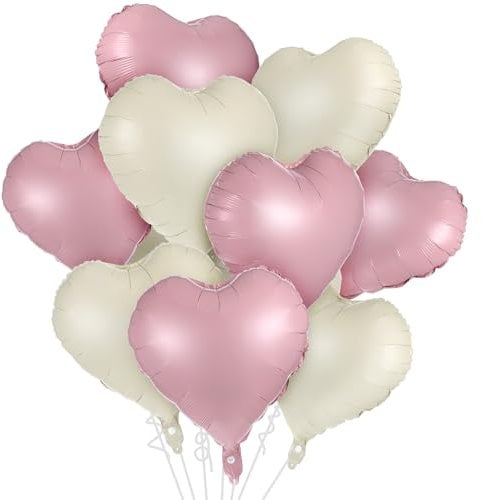 10 Stück Folienballons Pastell Herzballons 45cm Herzform Luftballons Rosa Weiß Herz Luftballons Romantische Liebesballon Dekoration für Valentinstag Hochzeiten Verlobung Geburtstag Party
