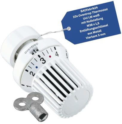 BADfabrik24 Thermostat Uni XH mit Klemmanschluss + Entlüftungsschlüssel 5 mm Metall – 1 Stück Heizkörper-Thermostatkopf, schnelle Montage & präzise Temperatureinstellung