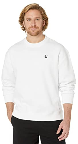 Calvin Klein Mens Crew Neck Cotton Sweater - White - XL