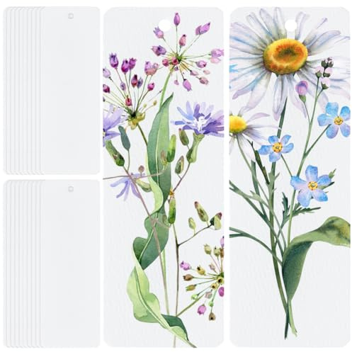 PLIGREAT 100 Stück Aquarell Lesezeichen 5×15cm Leere Lesezeichen 300g Bemalbare Lesezeichenkarten Aus Aquarellpapier Mit Loch Lesezeichenblock Für DIY Malerei Zeichnen Kalligraphie