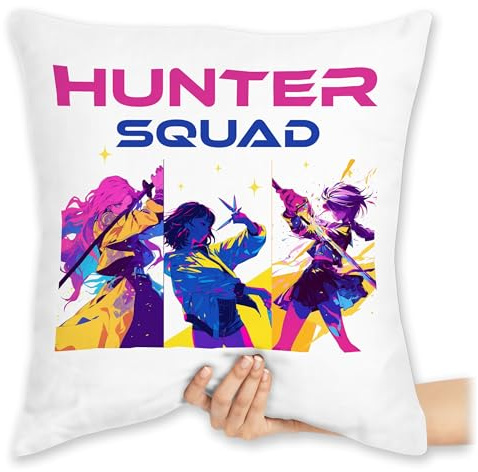Shirtracer Kissen 40 x 40 - Anime - Hunter Squad - Dämonen K-Pop Fan Merch - 40 x 40 cm - Weiß - k pop Animation kpop Geschenke Hunters dämon jäger demonhunters