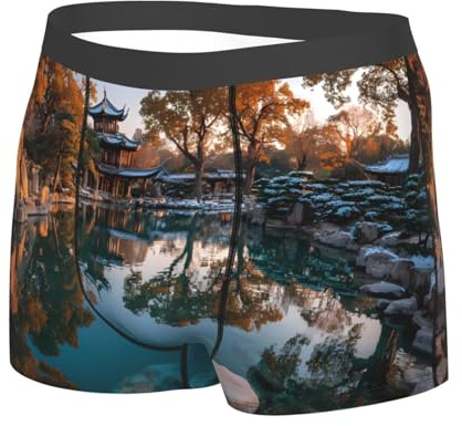 JZQZH Boxer pour homme doux et confortable et respirant avec motif imprimé pavillon dans le parc, noir, Medium