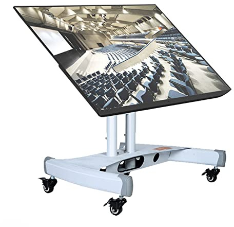 Supporto TV a Basso Profilo per televisori da 32 a 75 Pollici, Angolo di Visione Regolabile a 90°, Carrello per Monitor con Ruote e Regolazione in Altezza - Perfetto per