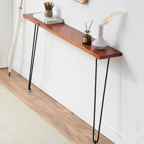Tdsmyxgs Table D'entrée Étroite en Bois Massif, Style Minimaliste Moderne Console D'appoint pour Dos De Canapé À Pieds Métalliques Idéale pour Salons, Couloirs, Bureaux Et Petits Espaces.(70cm)