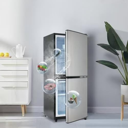 QSOST Réfrigérateur Congélateur 2 Portes 106L (60L+46L) | Petit Frigo Combiné, Congélateur 4 Étoiles, Basse Consommation 166kWh/an, Silencieux 45dB, Idéal Bureau, Chambre et Studio