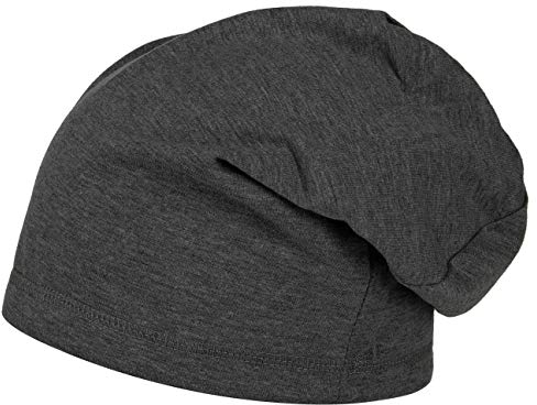 Lipodo Slouch Beanie XXL 30 cm Jerseymütze Oversizemütze Beany Pull-On Baumwollmütze Indoormütze Mütze für Damen und Herren Bini Haube Baumwollmütze Winter Sommer Indoor anthrazit One Size