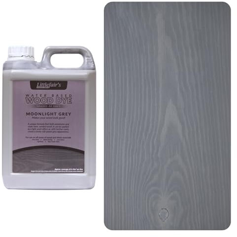 Littlefair's Holzlasur 5ltr - Holzlasur Innen - Holz Lasur Für Natürliche Holzmaserung - Wasserbasierte Wood Stain - Schnell Trocknend & Umweltfreundlich - Farbe: Mondlichtgrau