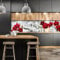 wandmotiv24 Küchenrückwand Orchideen Rot Weiß Pflanze Hintergrund 210 x 60cm (B x H) - Acrylglas 3mm Nischenrückwand, Spritzschutz, Fliesenspiegel-Ersatz, Deko Küche M1148