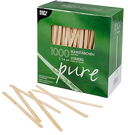 Rührstäbchen pure, offen im Karton, Material (Werkstoff) Holz, natur