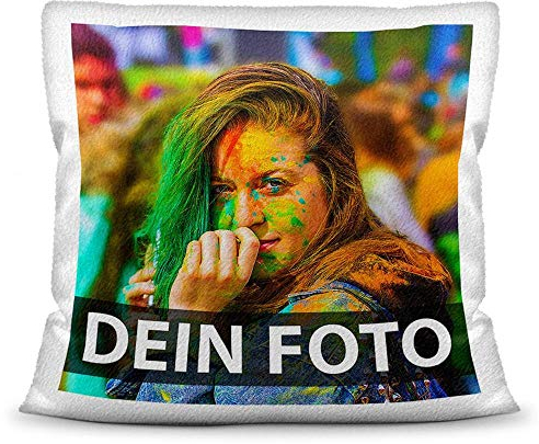 Foto-Kissen selbst gestalten (40x40 cm) - weiß flauschig - mit Foto individuell Bedruckt/mit Kissenfüllung / 100% Polyester Flauschige Oberfläche/Personalisierte Geschenkidee/Kopfkissen mit Foto