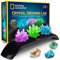 National Geographic Kit de Cultivo de Cristal – 3 Cristales de Colores Vibrantes para Crecer con Soporte de Exhibición Iluminado, Incluye 3 Muestras de Piedras Preciosas Reales Incluyendo una Geoda