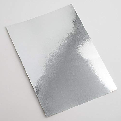 Italian Options 250 g/m² Spiegelkarton, Bastelpapier, 10 Blatt, A4-Größe, Silber