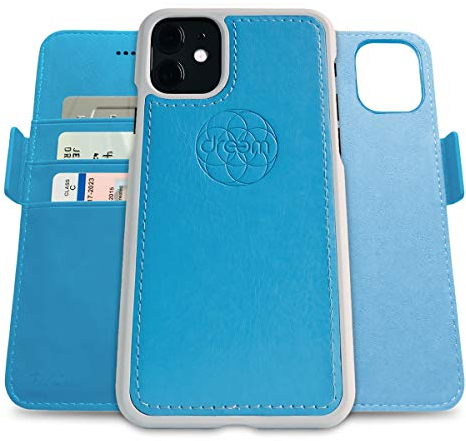 Dreem Fibonacci 2in1 Handyhülle Flipcase für iPhone 11 | Magnetisches iPhone Case | TPU Etui Lederhülle Schutzhülle, RFID Schutz, Veganes Kunstleder, Geschenkbox | Sky