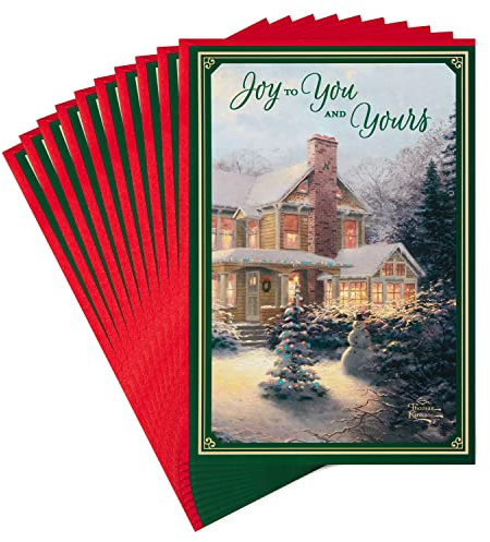 Hallmark Thomas Kinkade Weihnachtskarten, verschneites Haus, 6 Weihnachtskarten mit Umschlägen (799XXH3194)