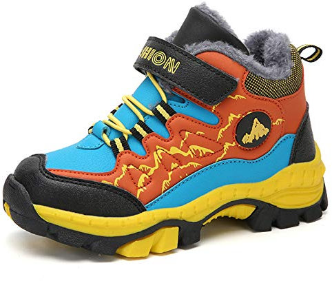 Thlppe Scarponi Neve per Ragazzi Ragazze Invernali Scarpe da Trekking Caldo Scarpe da Escursionismo Antiscivolo Montagna Escursionismo Sneaker Outdoor Stivali da Escursionismo Arancione 31EU