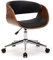 Mingone Bürostuhl Holz Computerstuhl 360° Drehstuhl Leder Schreibtischstühle Höhenverstellbar mit Armlehne Home Office mit Rückenlehne Leinen bis 150kg ，Schwarz
