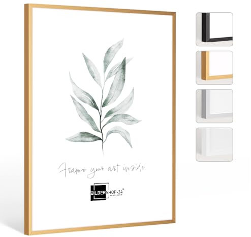 Bildershop-24 Bilderrahmen Milano Aluminium Alubilderrahmen 50 x 80 cm Gold Fotorahmen, Wechselrahmen, Posterrahmen, Puzzlerahmen, Aluminium Bilderrahmen