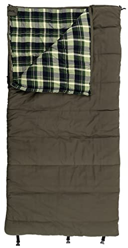 ALPS OutdoorZ Redwood -25° Sleeping Bag, Plaid Flannel Lined, Cotton Canvas/Extreme Cold Weather/Oversized/Extra Warm/TechLoft Insulation
