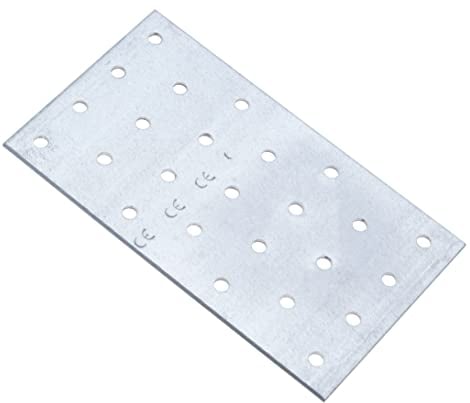 Piastra di Giunzione per Traversine 100x140x2 mm Piastra di Giunzione Piana Staffe per Legno per la Riparazione e Fissaggio in Acciaio Zincato Piatta Staffa Forata Connettore Piatto (2pezzi)
