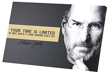 Steve Jobs Wandbild auf Leinwand, Motiv: Ihre Zeit ist limitiert (64 cm x 40 cm)
