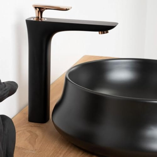 Wanda collection - Robinet mitigeur pour vasque à poser Glomma noir et or rose