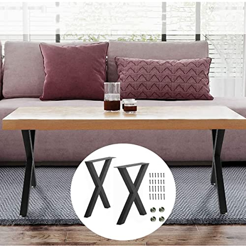 DJZZ 2 Stück Tischbeine Schwarz X - Form Tischgestell aus Metall 70cm Höhe Möbelfüße für Esstisch Couchtische