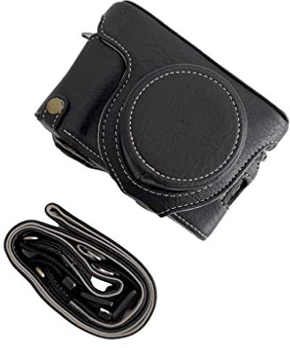 X100V X100F Camera Case, Zakao PU Fullbody Bottom Opening Version Protective Leather Camera Case Bag for Fujifilm Fuji X100V X100F with Shoulder Strap (Black)